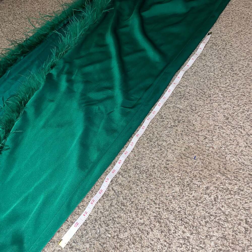 Perrin Emerald Green Feather Dress High Slit Gown, - Picture 6 of 11